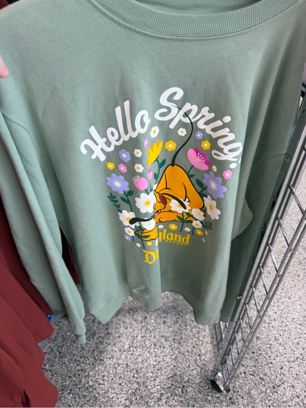 Hello Spring disney Pluto Crewneck Sweatshirt - Sage Green